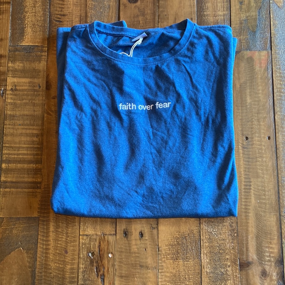 New Hemp & Organic Cotton Women’s T-shirt, Embroidered, faith over fear 3XL